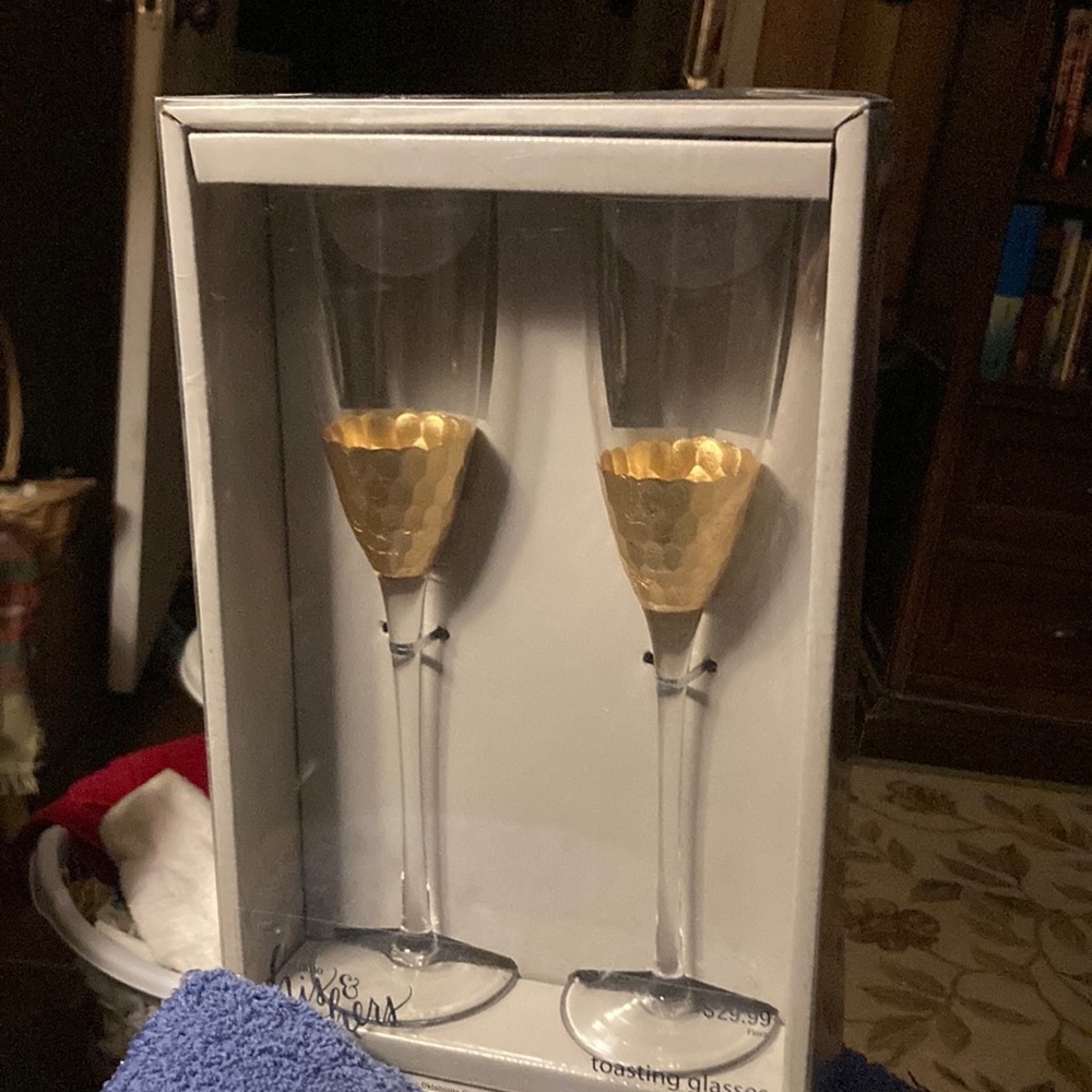 Gold Accented Toasting Glasses Set
